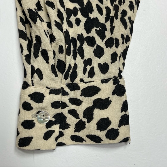 MASSIMO DUTTI Women's Tan Brown Animal Print Long Sleeve Blouse Size 4 - Picture 4 of 8